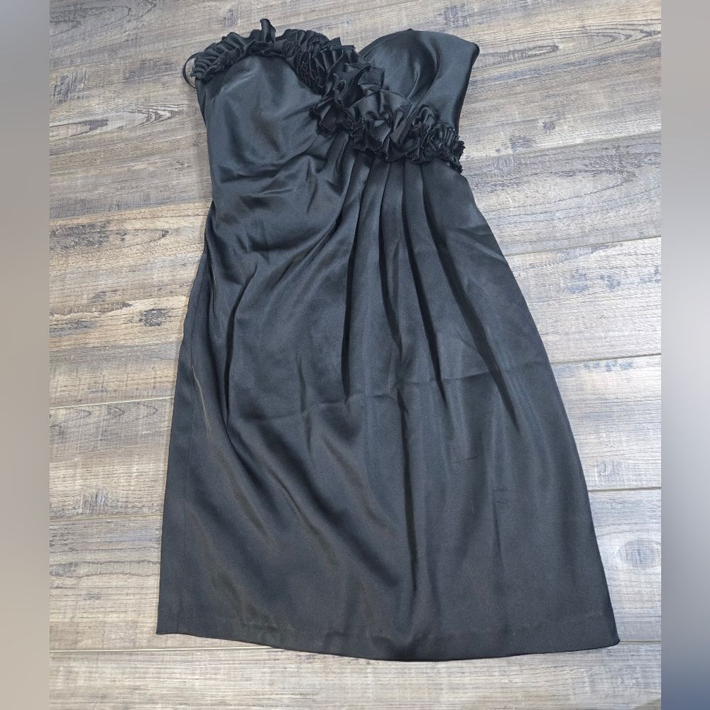 Maggy London black dark strapless cocktail dress size 2 xs party dress